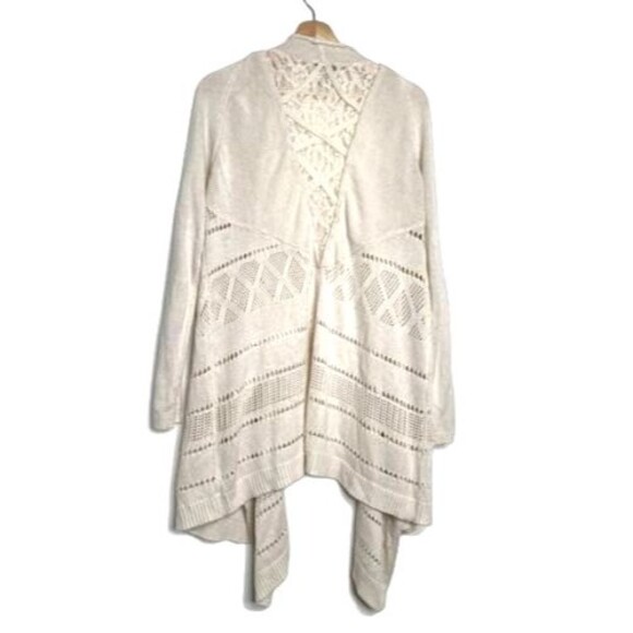 Knox Rose Cardigan Sweater Boho Women Sz XXL Ivory Open Front Sleeveless Crochet - Picture 3 of 10